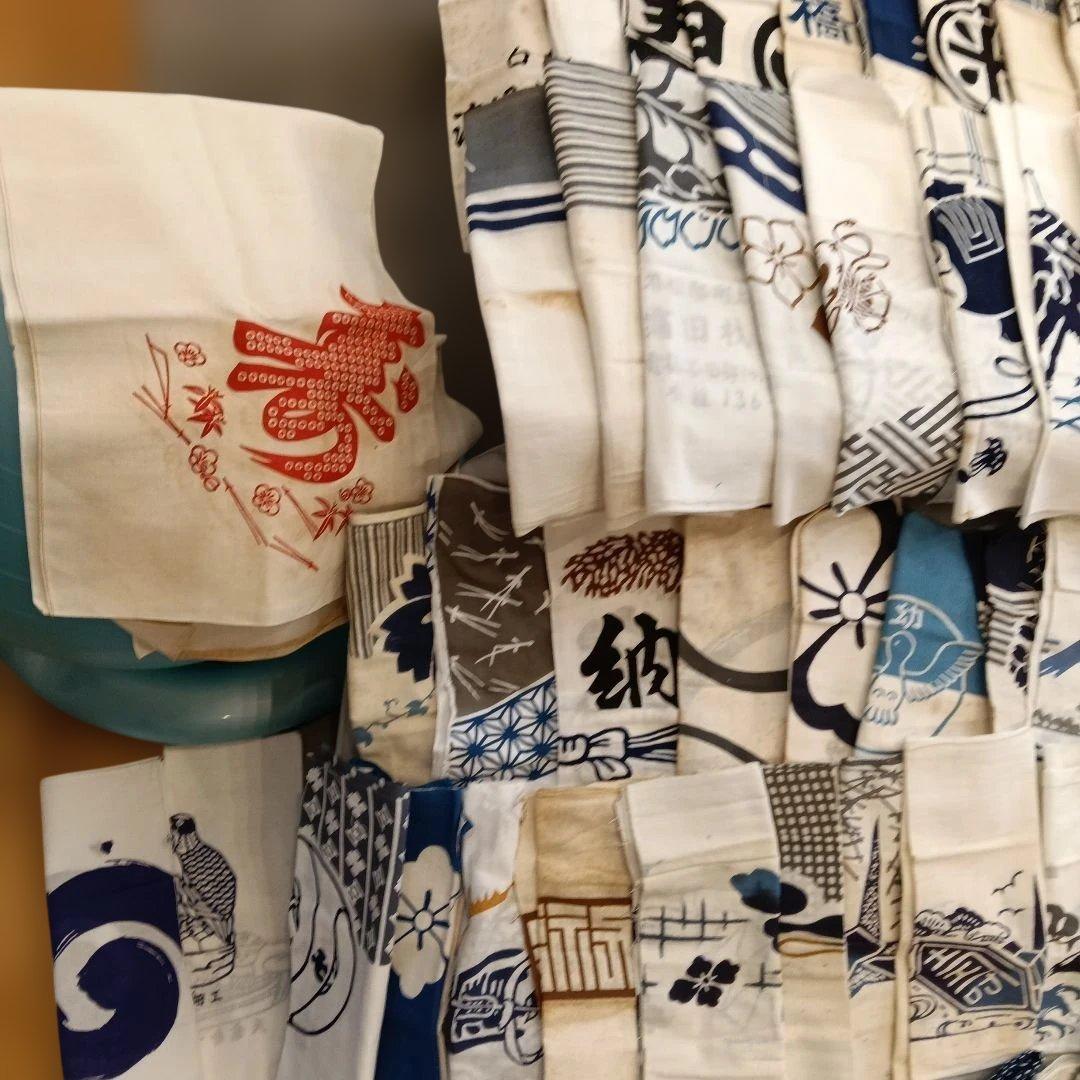超大量 ！昭和レトロ　ほぼ未使用品酒、踊り、花等手ぬぐい380枚 ふきんおまけ