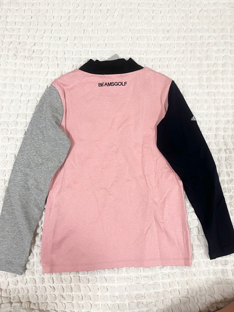 【新品❣️】ビームスゴルフ　エンボスロゴ　ロングスリーブ　モックネック　ピンク