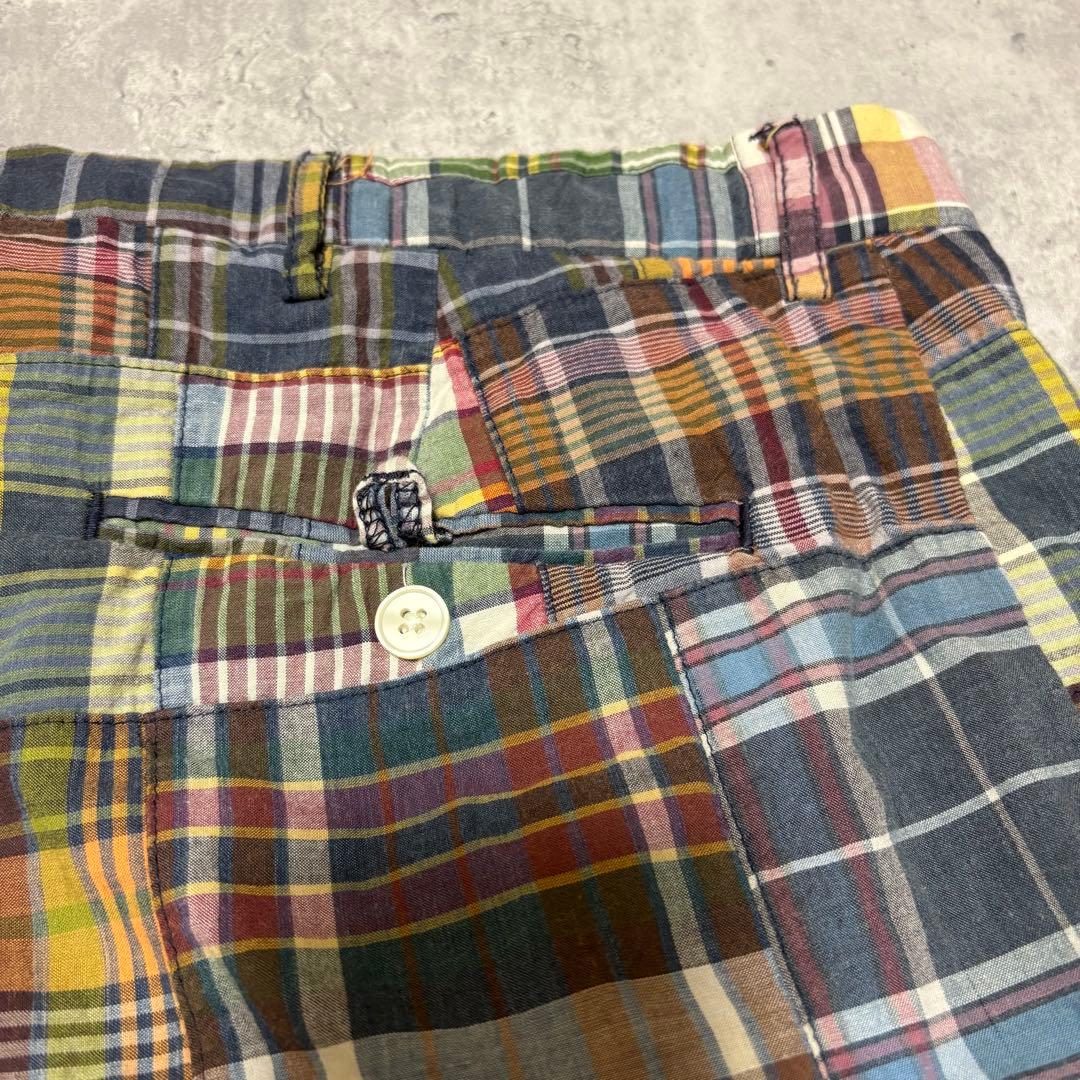90s ポロバイラルフローレン マドラスチェック パッチワーク パンツ　W38