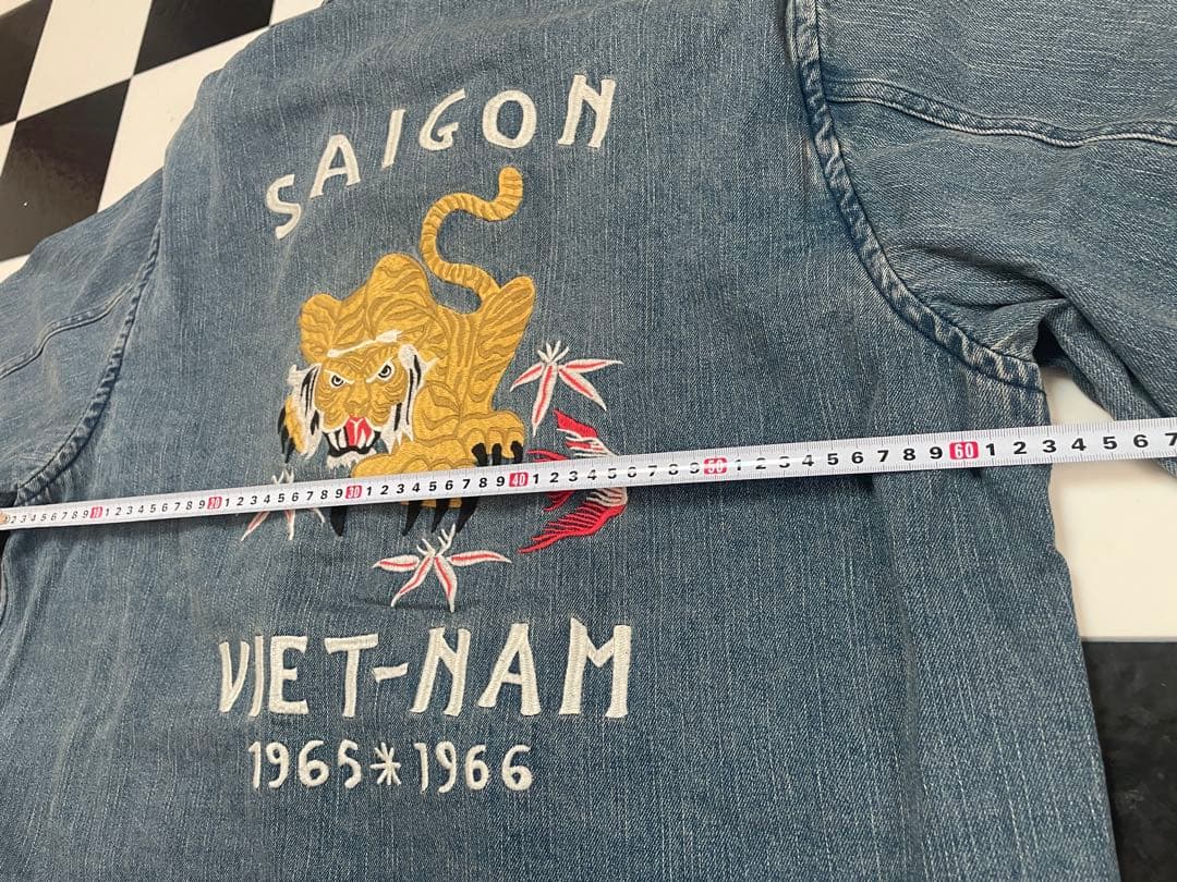 虎柄刺繍 デニム ベトナムジャケット スーベニアジャケットミリタリーヴィンテージ