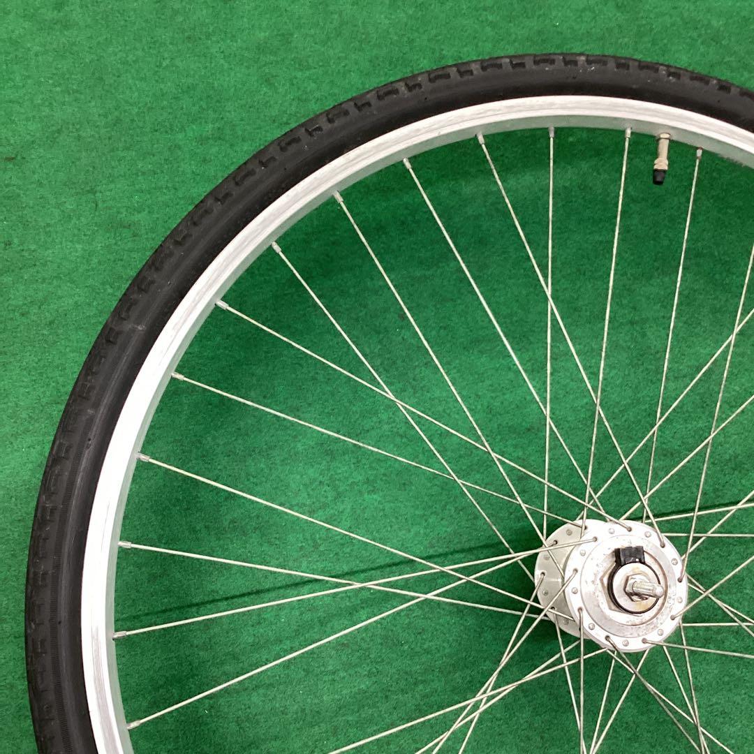 前ホイール　700x42c　ハブダイナモ　フロント　前　ON　自転車　タイヤ付