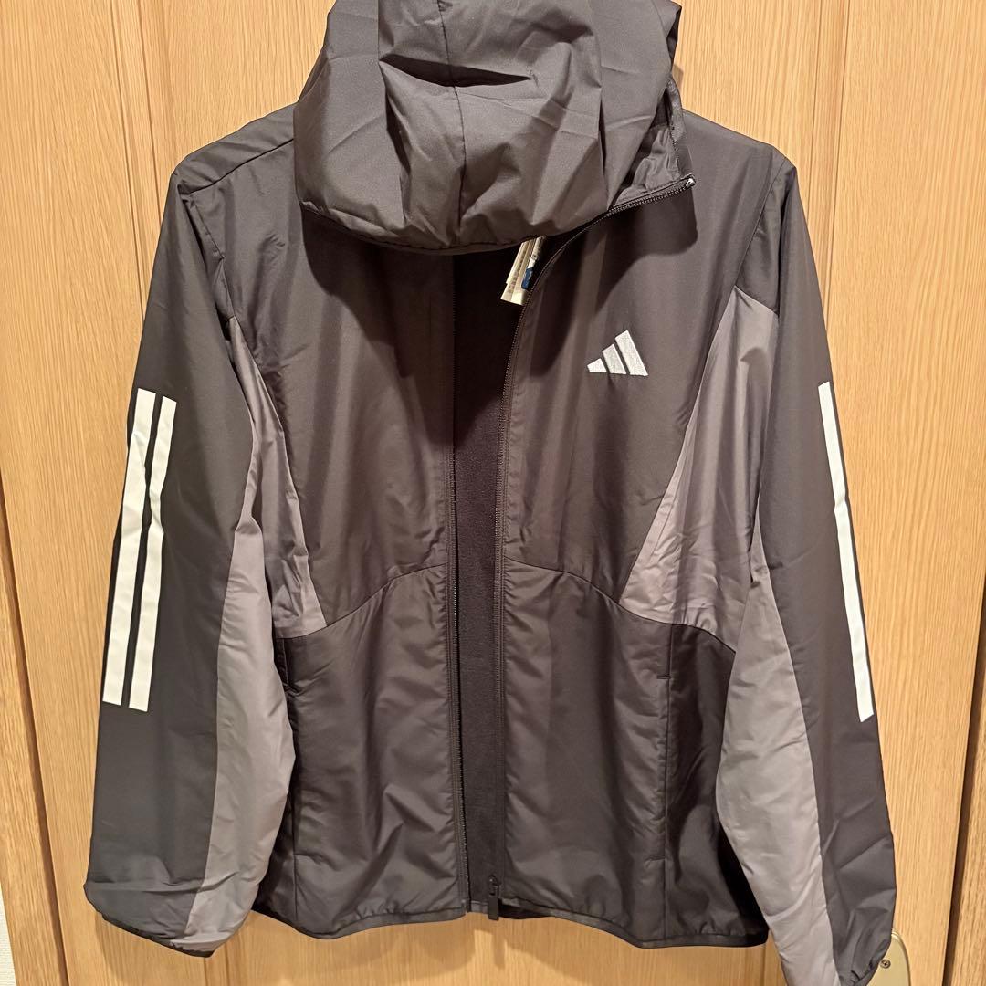 adidas フード付き　レディースウィンドブレーカー 黒/グレー