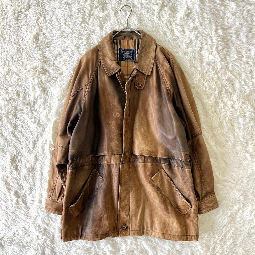 ⭐*️様 希少✨BURBERRY バーバリー レザージャケット コート ノバチェ