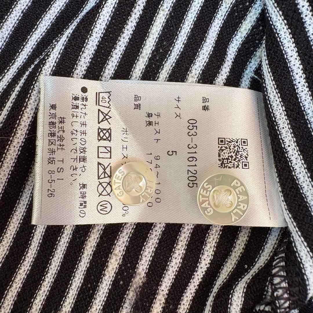 新品未使用　PEARLYGATES ストライプ柄鹿子素材長袖ポロシャ