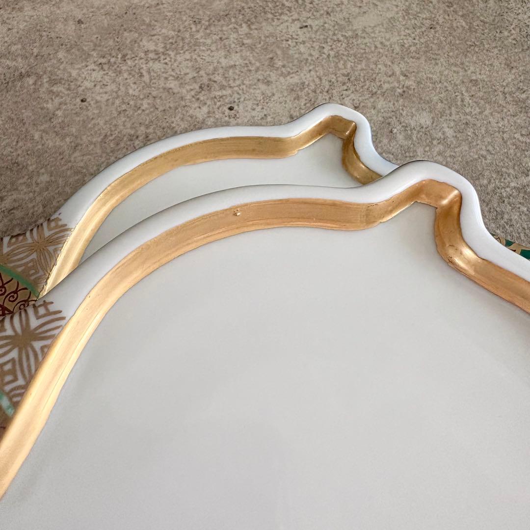 扇瓢箪皿　1枚　高級和食器　平皿　口替り皿　縁起物　金彩　手描き　作家　有田焼