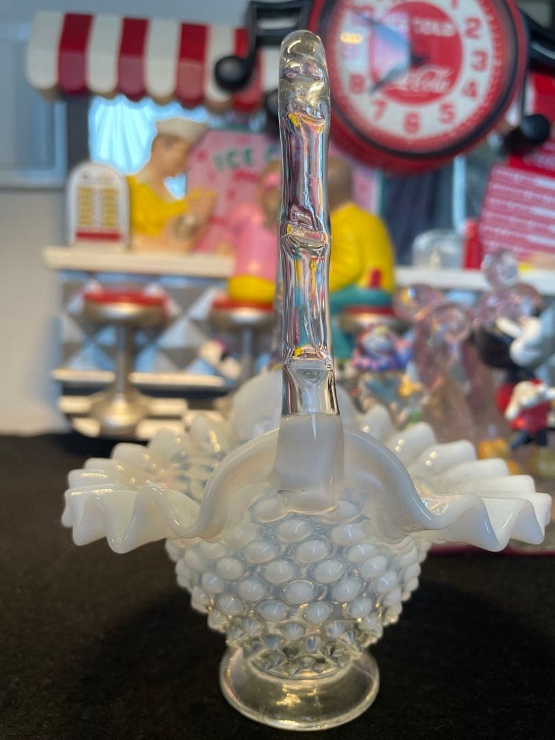 フェントン　フレンチオパールセント　ホブネイル　バスケット　フラワーベース