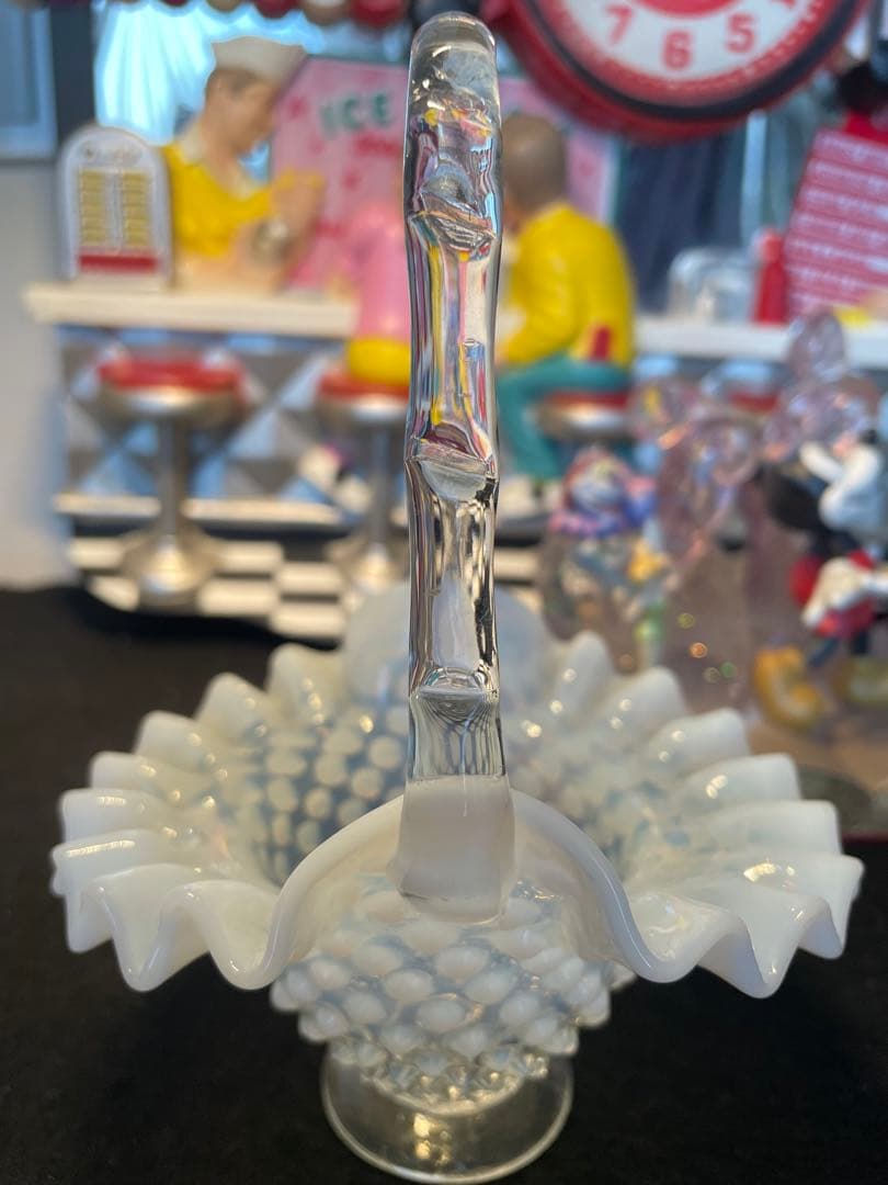 フェントン　フレンチオパールセント　ホブネイル　バスケット　フラワーベース