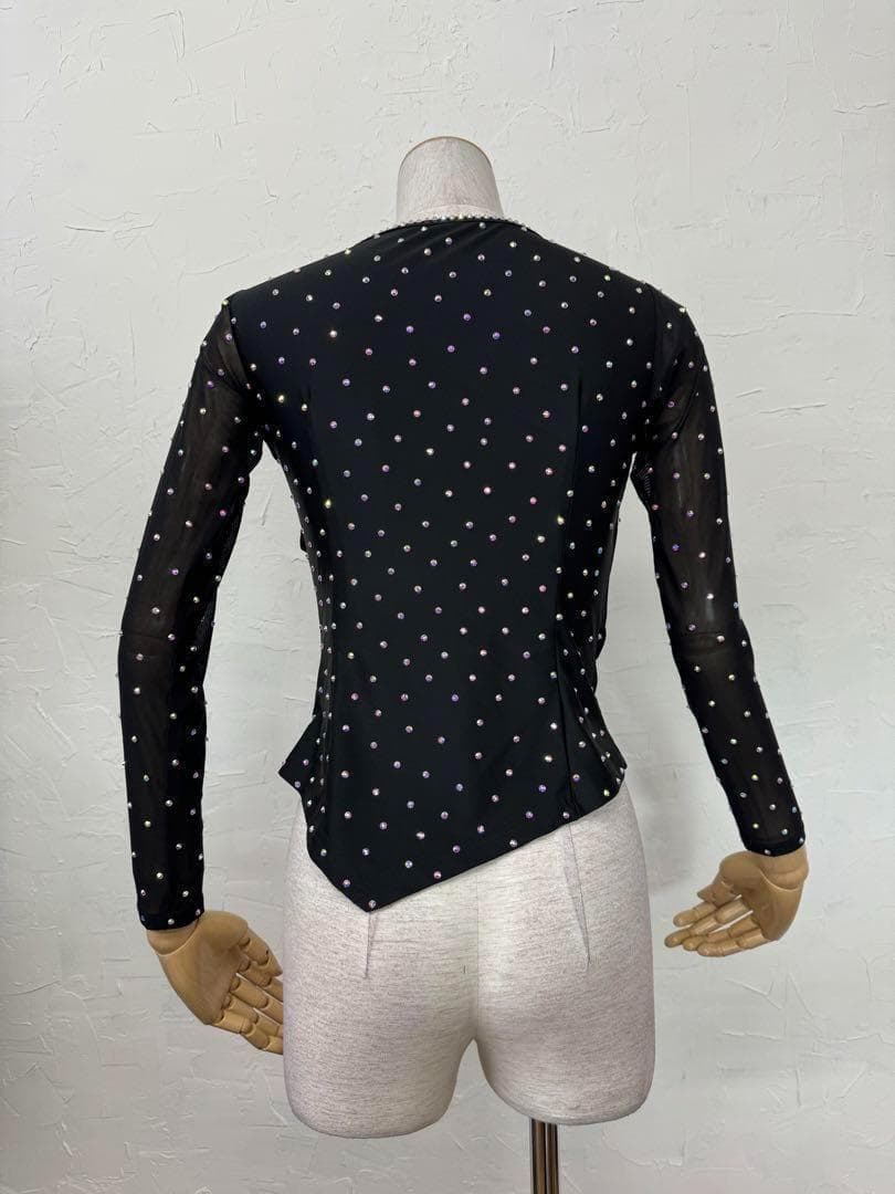 【パーティーに】新品ラインストーンブラウス＆花柄スカートツーピースLサイズｇ07