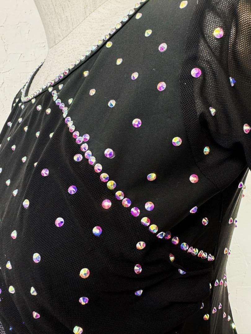 【パーティーに】新品ラインストーンブラウス＆花柄スカートツーピースLサイズｇ07