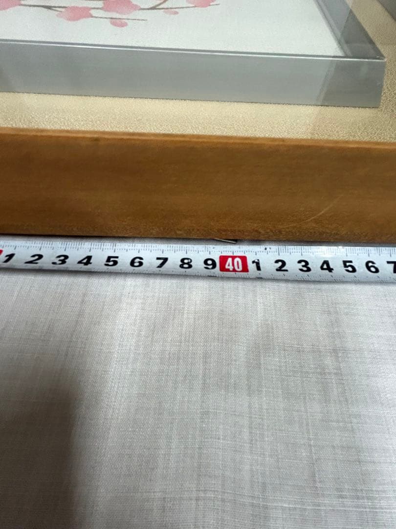 和風　牛の絵　桜の花　額　絵画　木製