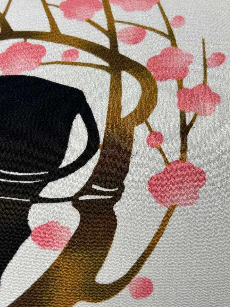 和風　牛の絵　桜の花　額　絵画　木製