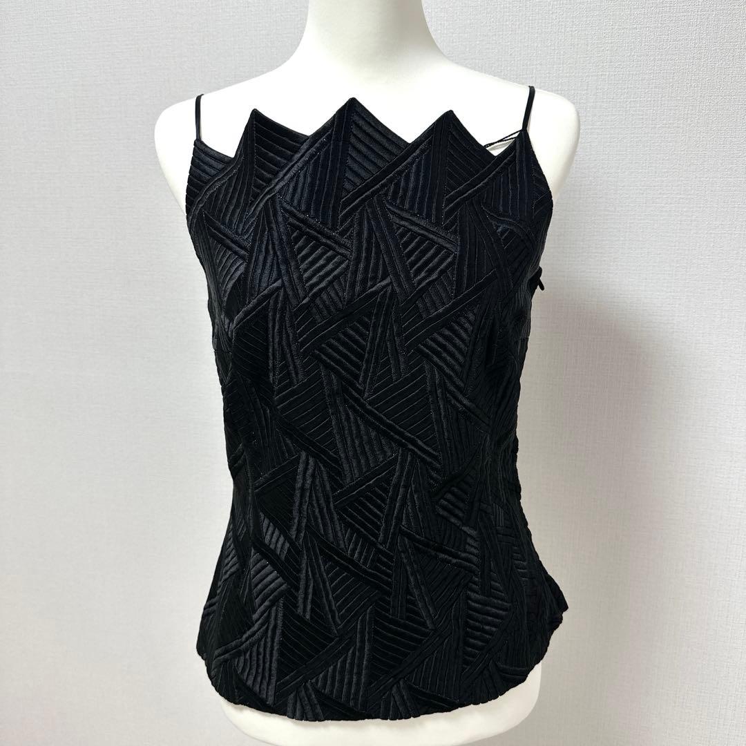 未使用【AKRIS】幾何学模様 黒 ビスチェ　キャミソール　シルク　36