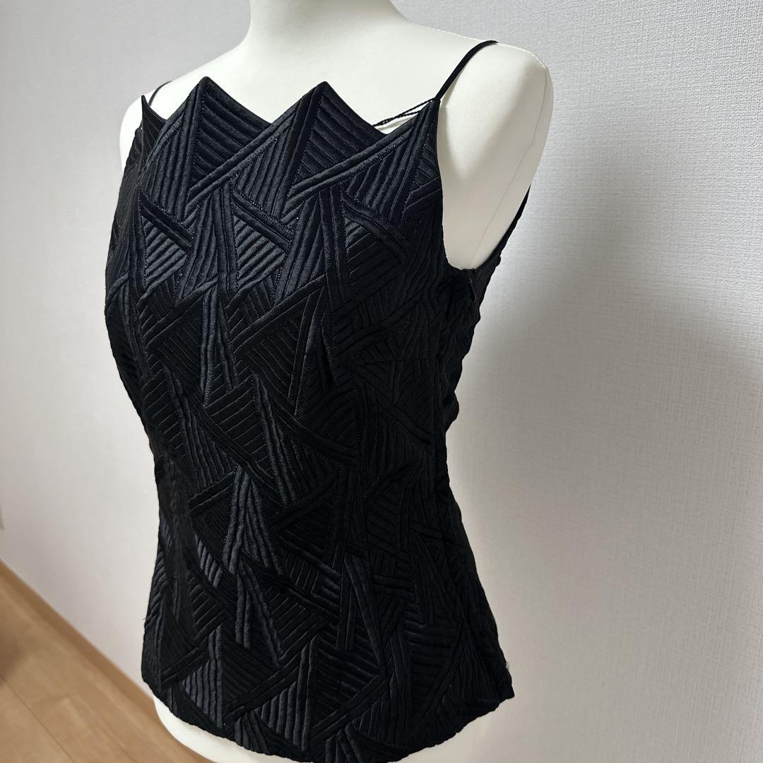未使用【AKRIS】幾何学模様 黒 ビスチェ　キャミソール　シルク　36