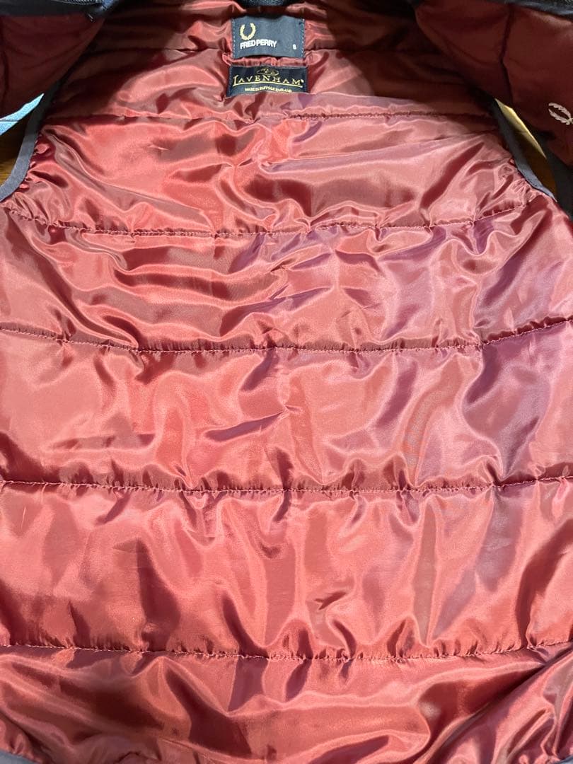 美品　フレッドペリー×ラベンハム 英国製キルティングベスト S ネイビー コラボ