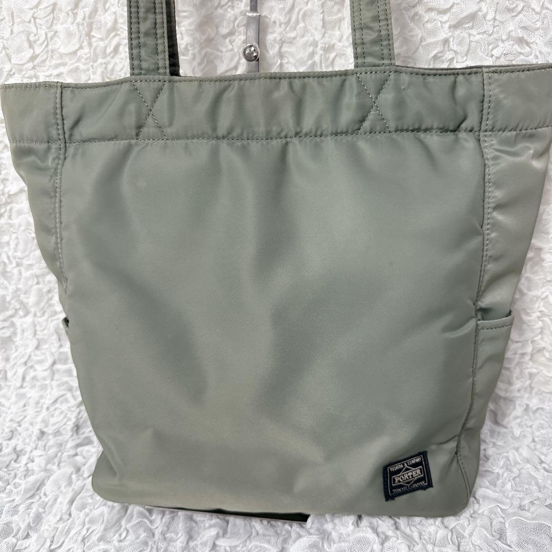 PORTER CREAM トートバッグ　カーキ　グリーン　ナイロン　ポーチ付き