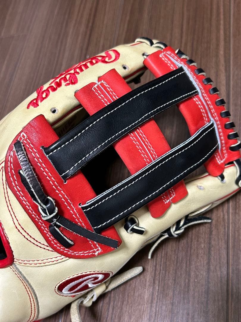 ローリングス　 軟式グローブ 外野用　キャメル/スカーレット