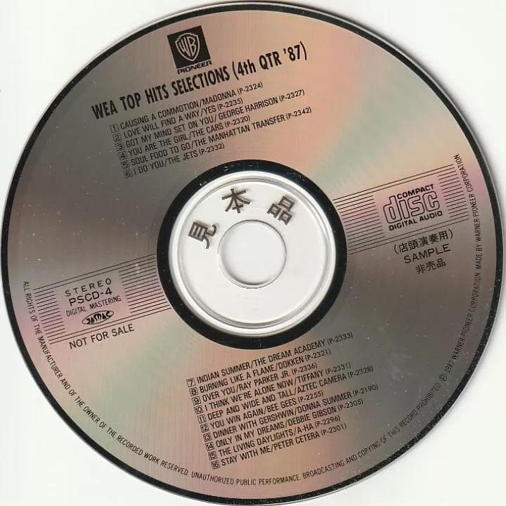 1987年ベストヒットCD：　マドンナ　A-HA　ジョージ・ハリスン　YES