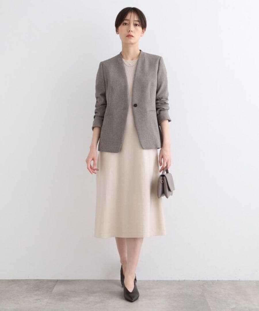 新品【インディヴィ】ニット　フレア　ロング　ワンピース　長袖　金ボタン