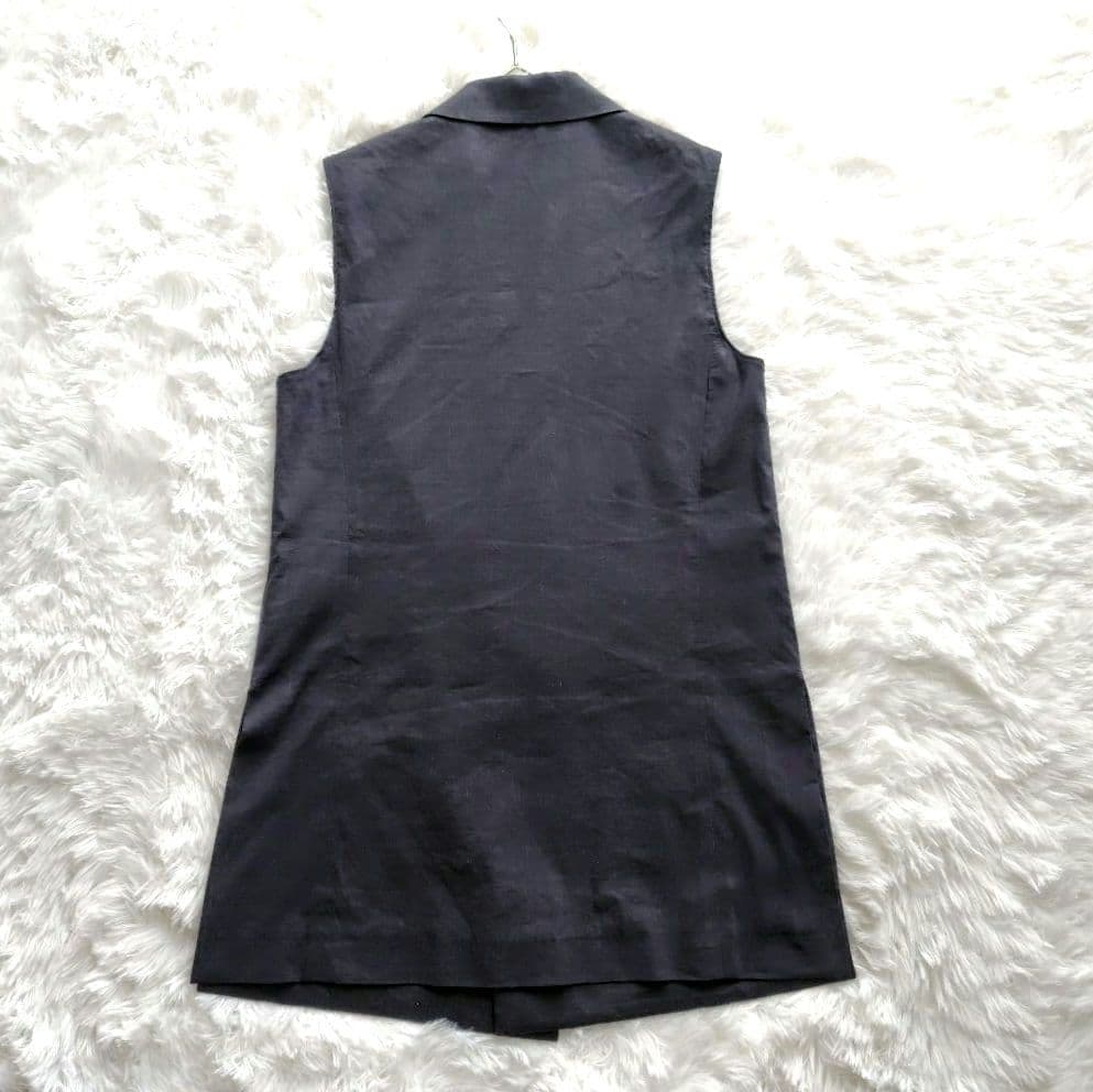 極美品✨️Theory【M】ジレ　サイドスリットリネンベスト　春夏　麻混　紺