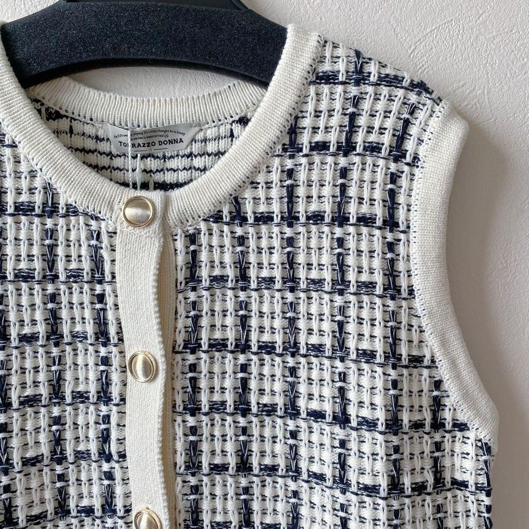 【新品・未使用】TORRAZZODONNA ツイードコットンニットベスト