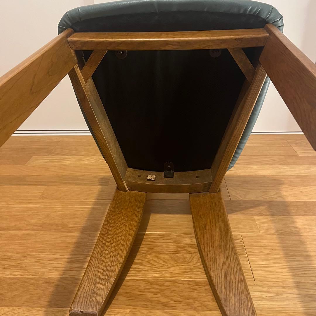 浜本工芸 ダイニングチェア 木製 椅子 ナラ材 北欧風 シンプル　緑　旧式