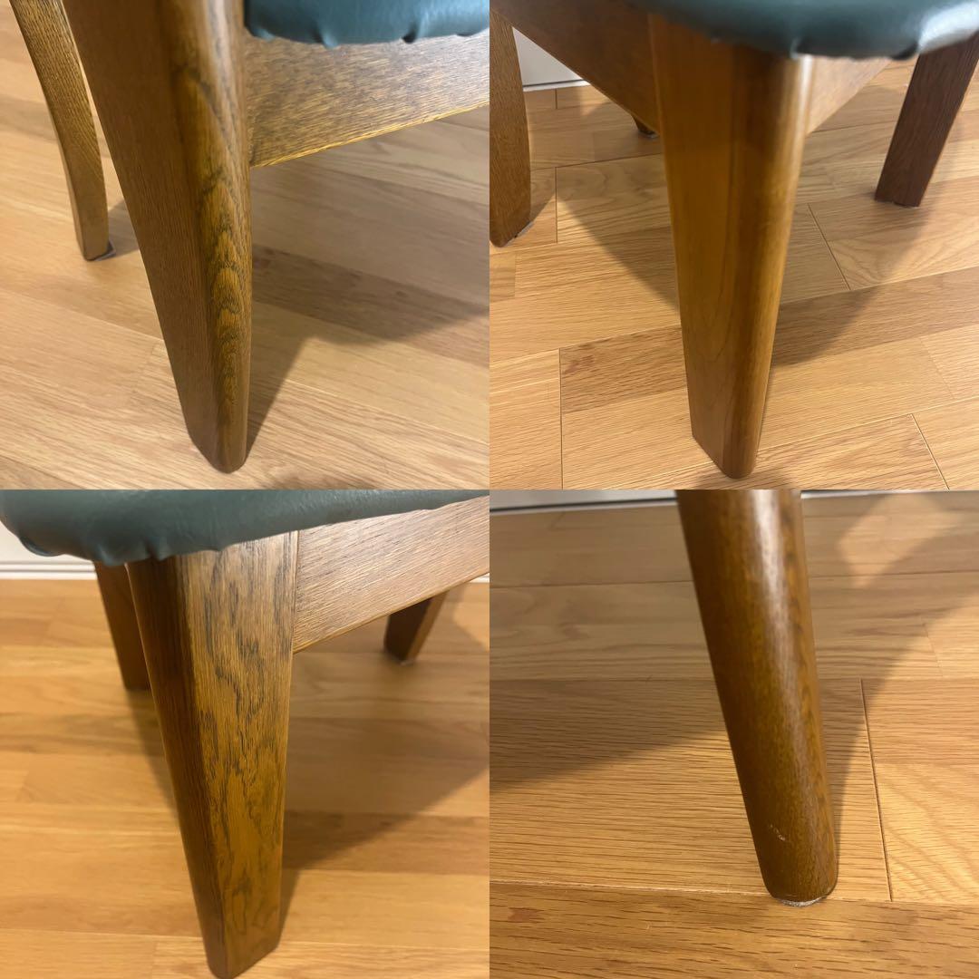 浜本工芸 ダイニングチェア 木製 椅子 ナラ材 北欧風 シンプル　緑　旧式