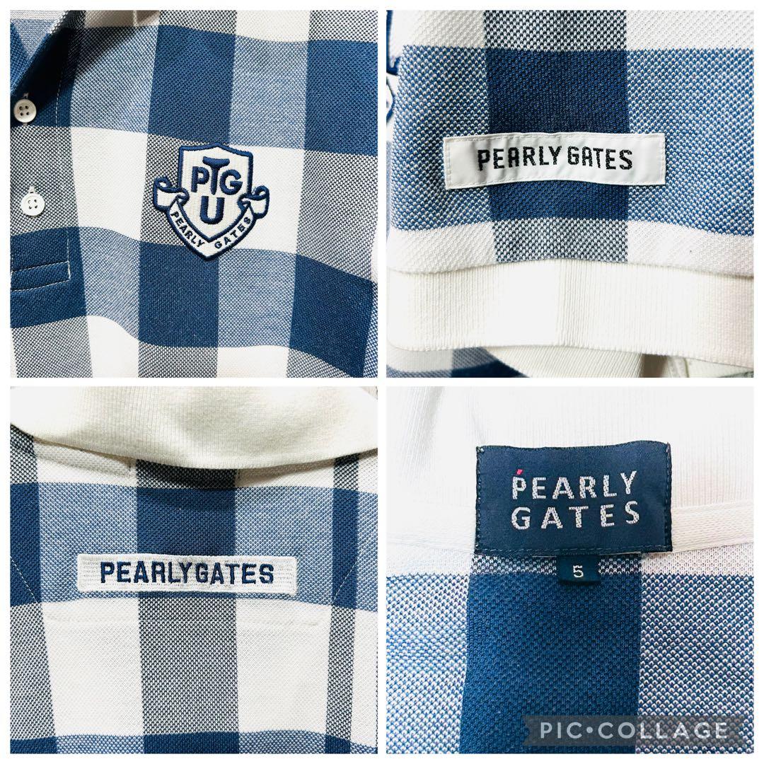 PEARLY GATES メンズ　ポロシャツ　半袖　チェック柄　切り替え