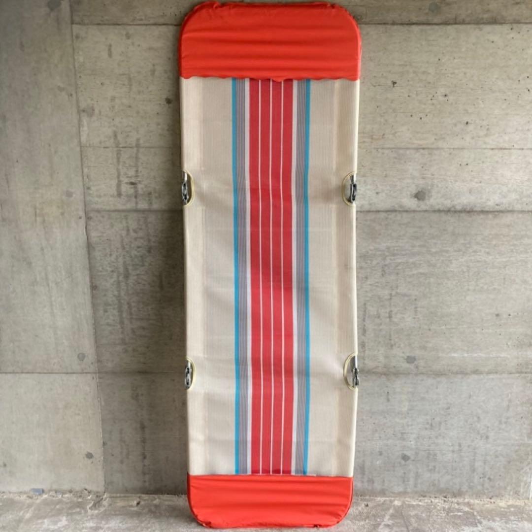 サマーベッド ビーチベッド ボンボン リクライニング 折り畳み オレンジ レトロ