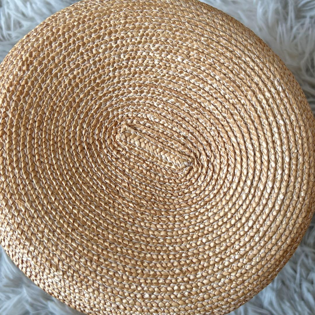 【美品】CELINE ストローハット バケット ロゴリボン 麦わら帽子 Mサイズ