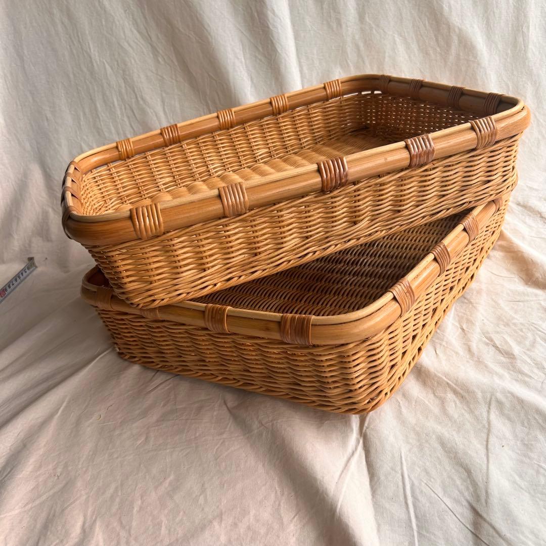 【新品】ラタンバスケット 2個セット おしゃれカゴ