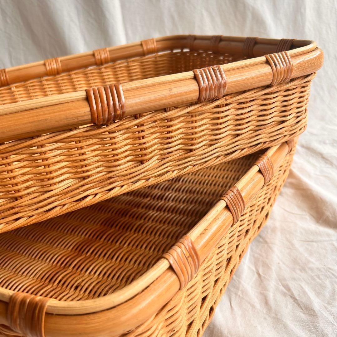 【新品】ラタンバスケット 2個セット おしゃれカゴ
