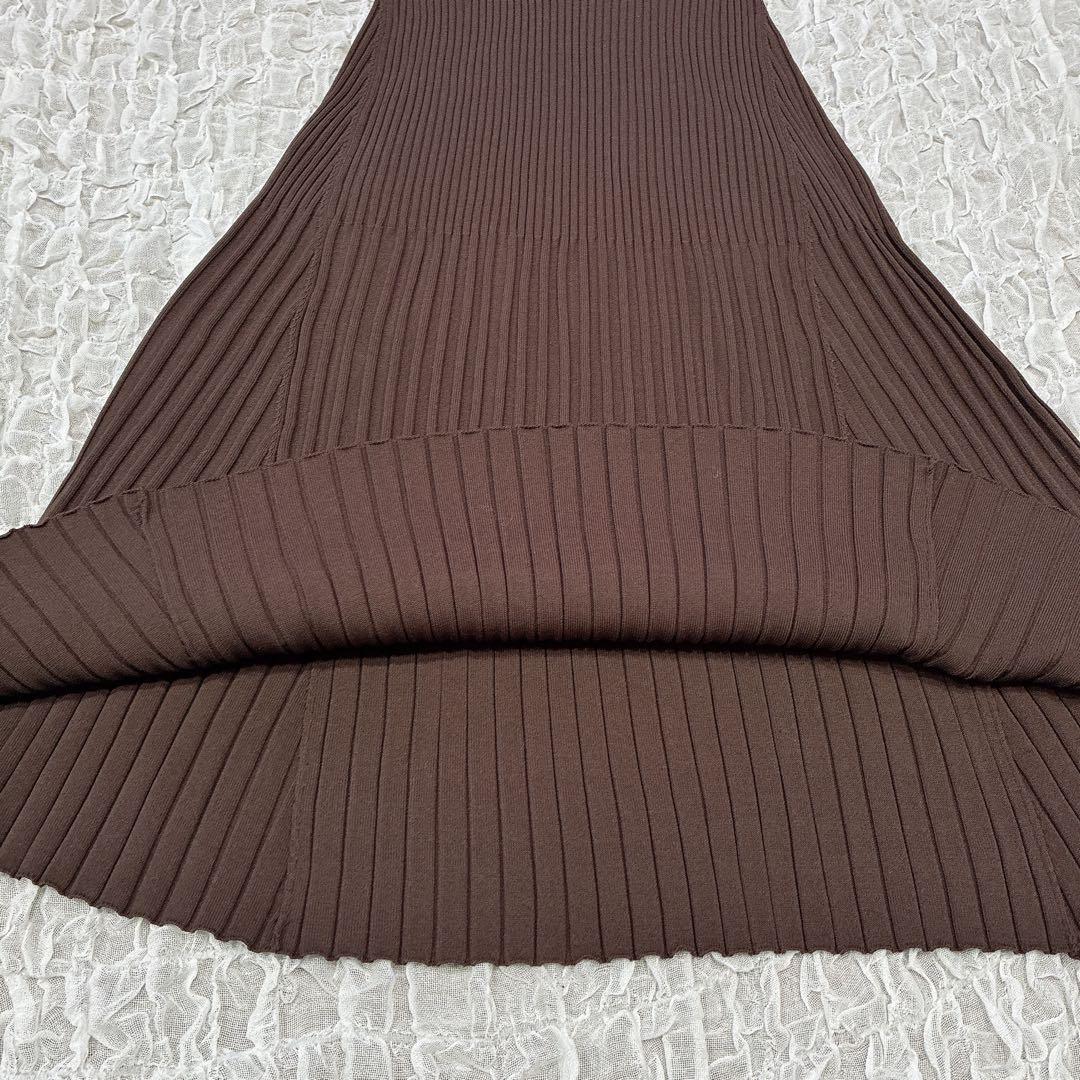 未使用　ブラウン　anuans セミマーメイドニットワンピース　ロング　XS