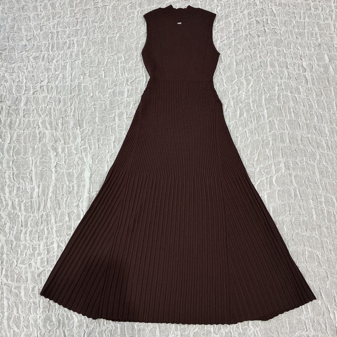 未使用　ブラウン　anuans セミマーメイドニットワンピース　ロング　XS