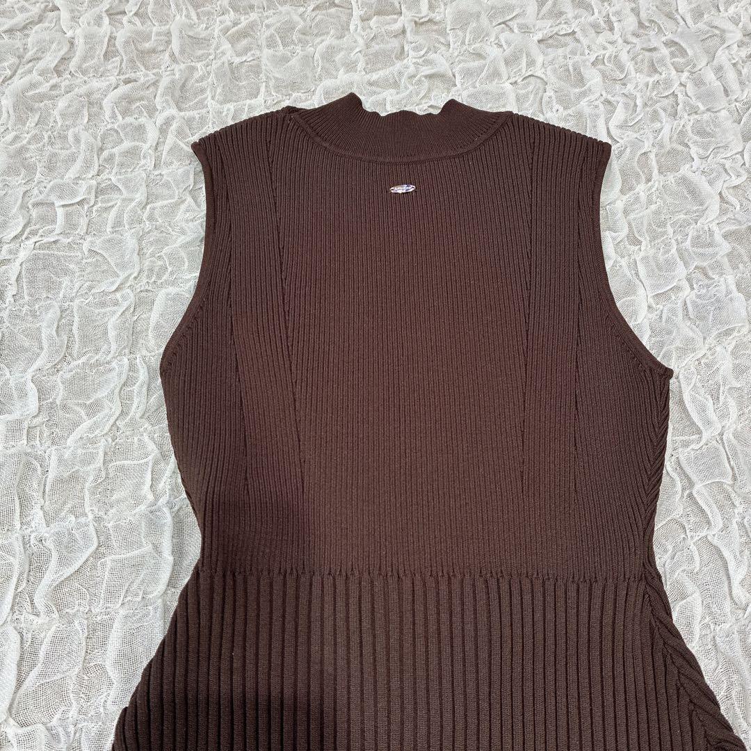 未使用　ブラウン　anuans セミマーメイドニットワンピース　ロング　XS