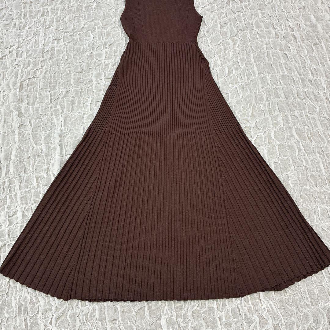 未使用　ブラウン　anuans セミマーメイドニットワンピース　ロング　XS