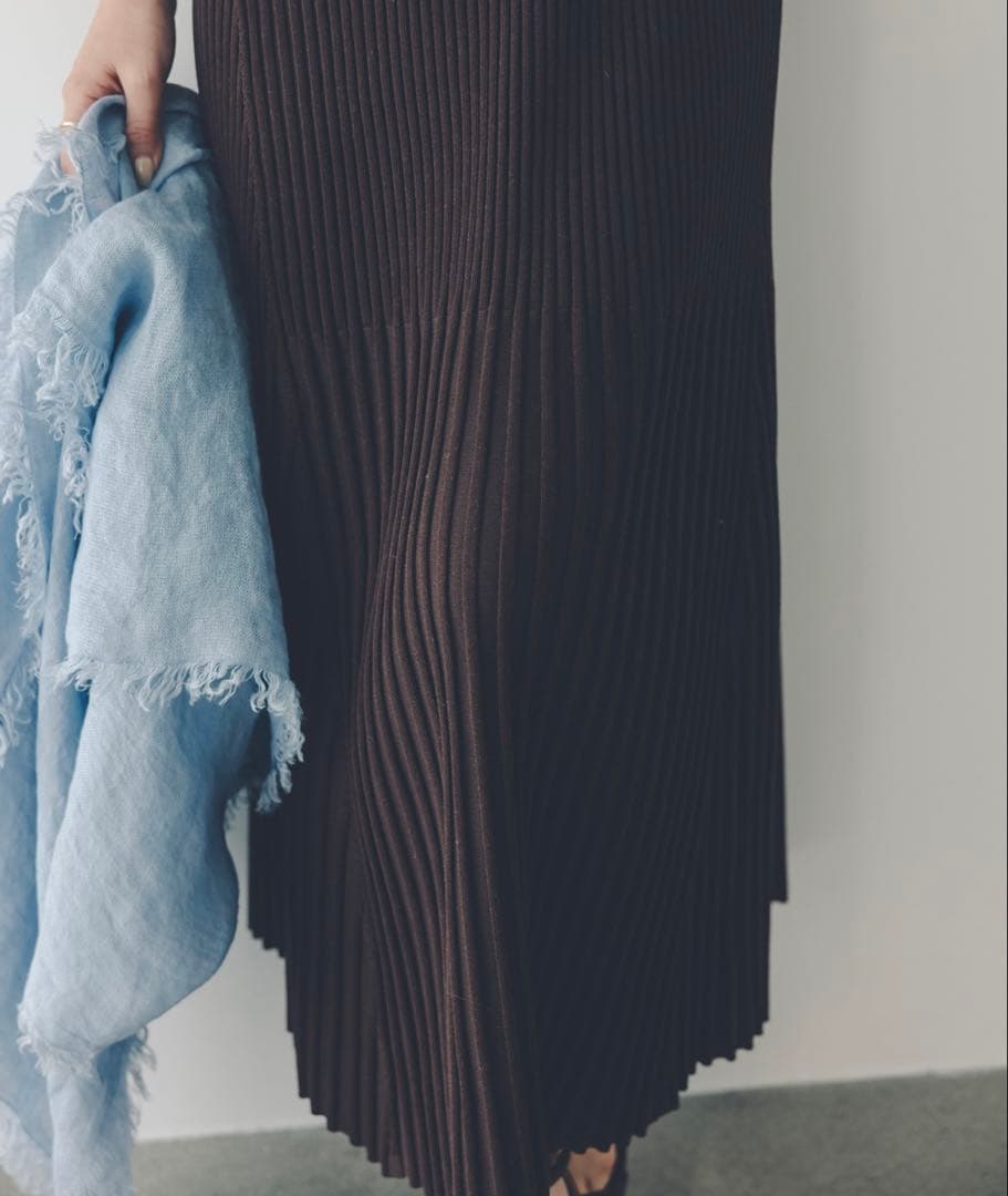 未使用　ブラウン　anuans セミマーメイドニットワンピース　ロング　XS