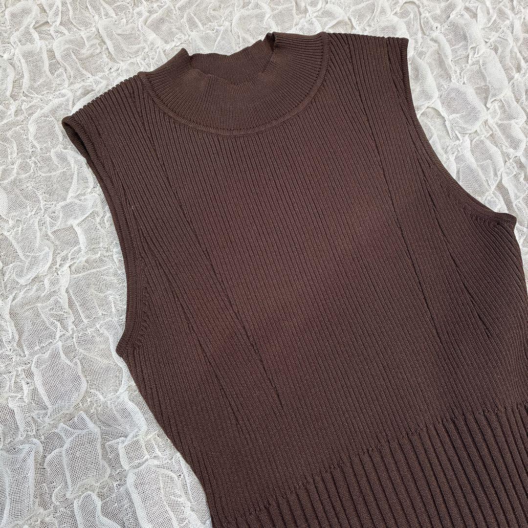 未使用　ブラウン　anuans セミマーメイドニットワンピース　ロング　XS