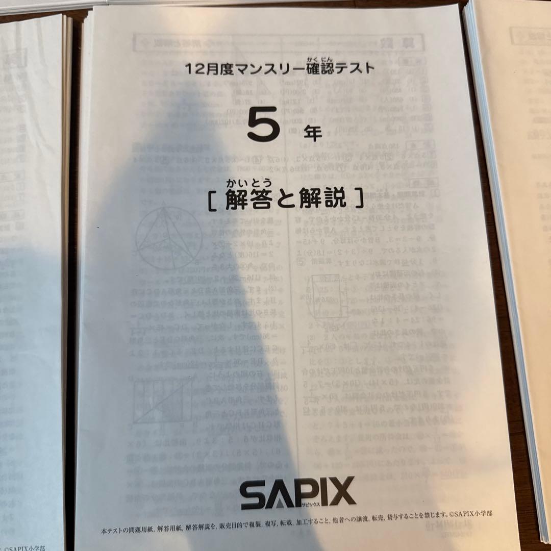 サピックス　組分けテスト　復習テスト　組分けテスト　5年生　SAPIX