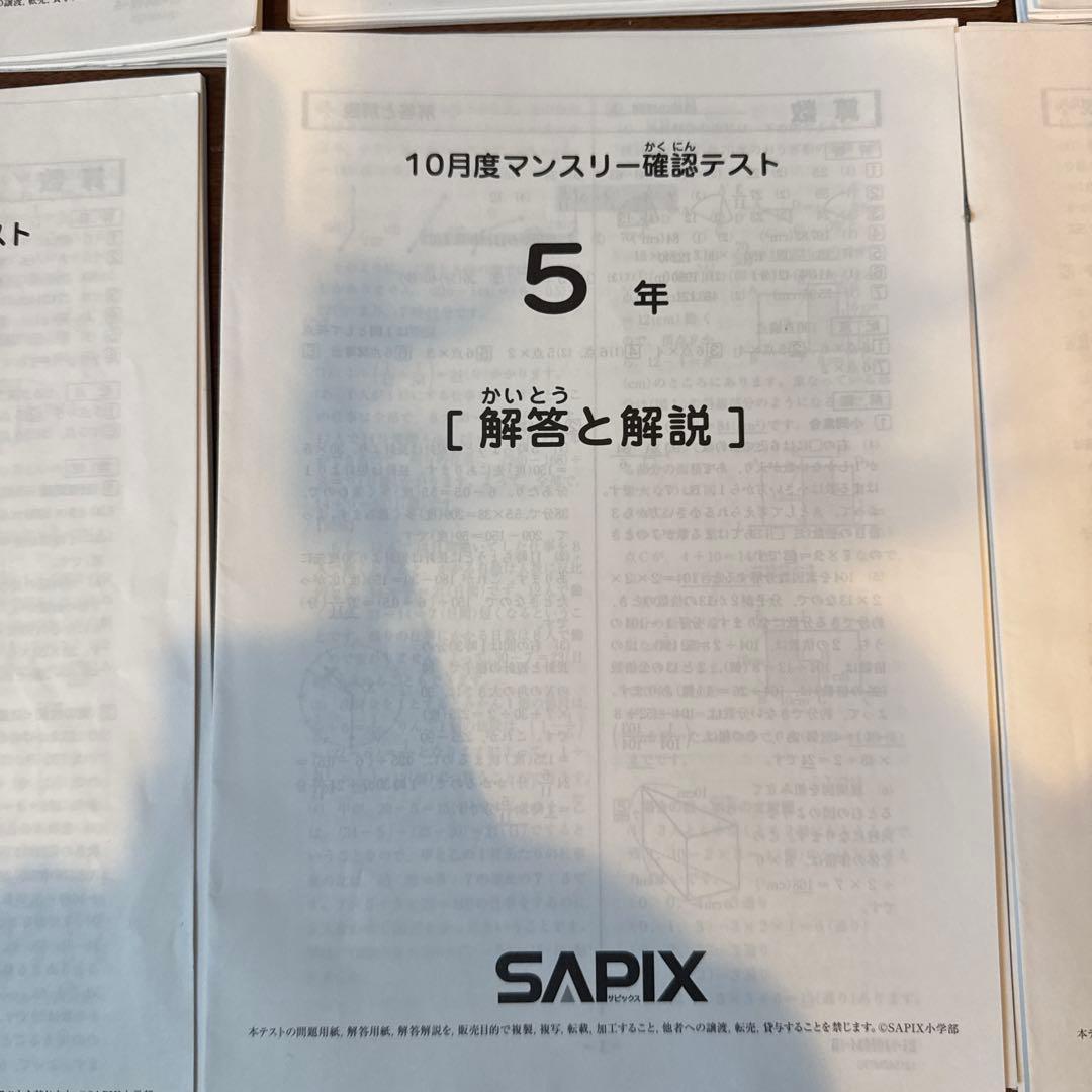 サピックス　組分けテスト　復習テスト　組分けテスト　5年生　SAPIX