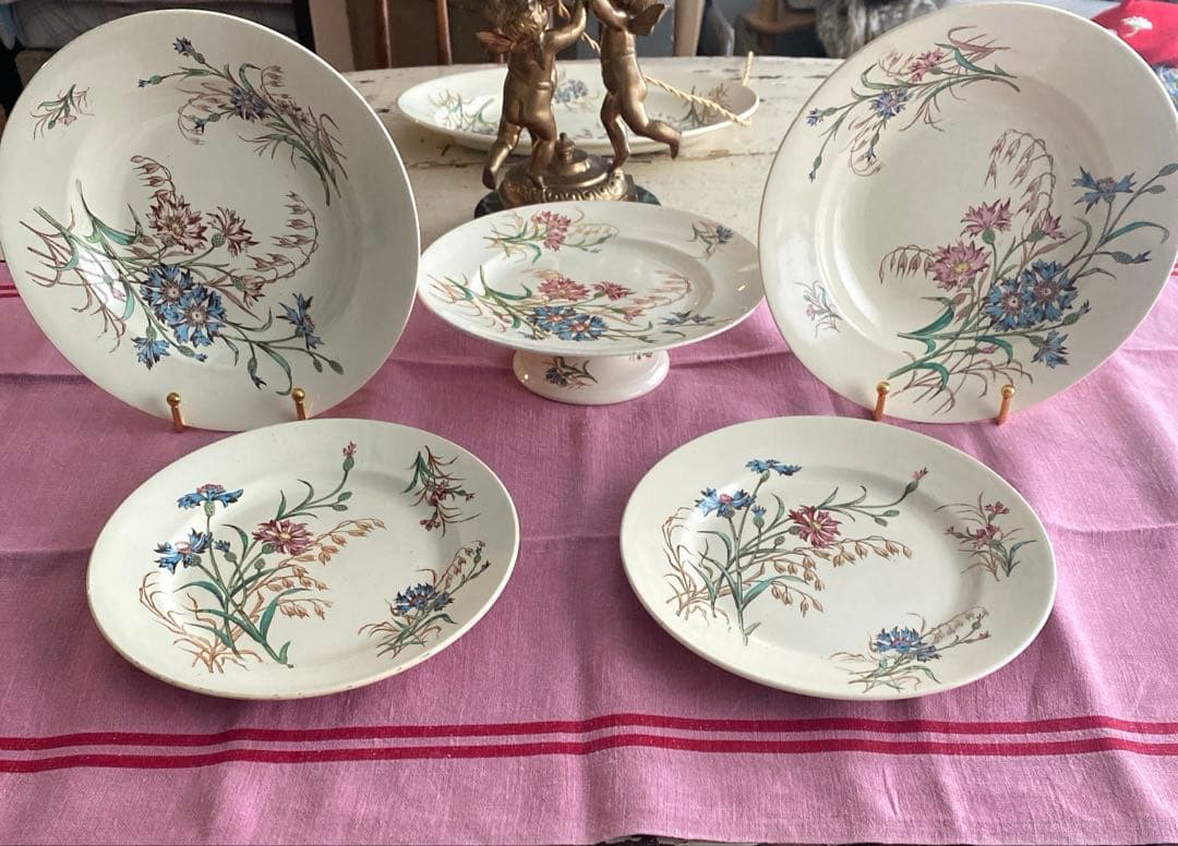 フランスアンティーク　LunevilleリュネヴィルBLEUET　矢車菊プレート