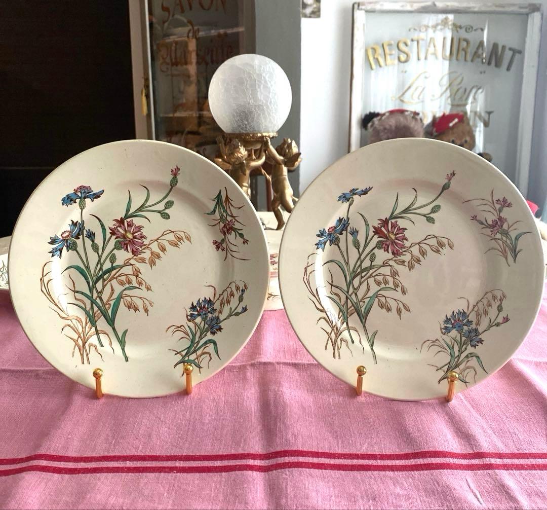 フランスアンティーク　LunevilleリュネヴィルBLEUET　矢車菊プレート