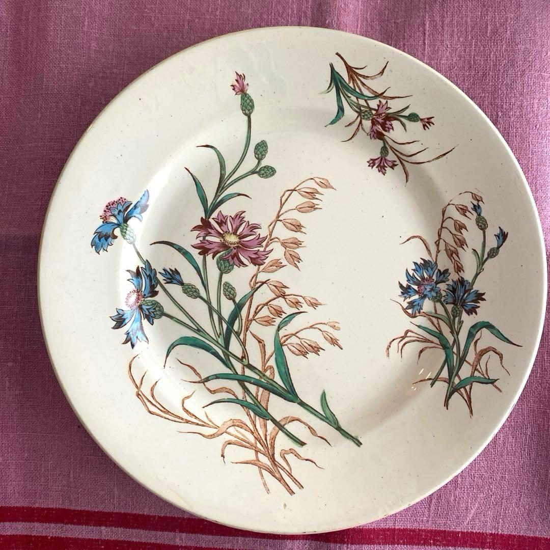 フランスアンティーク　LunevilleリュネヴィルBLEUET　矢車菊プレート