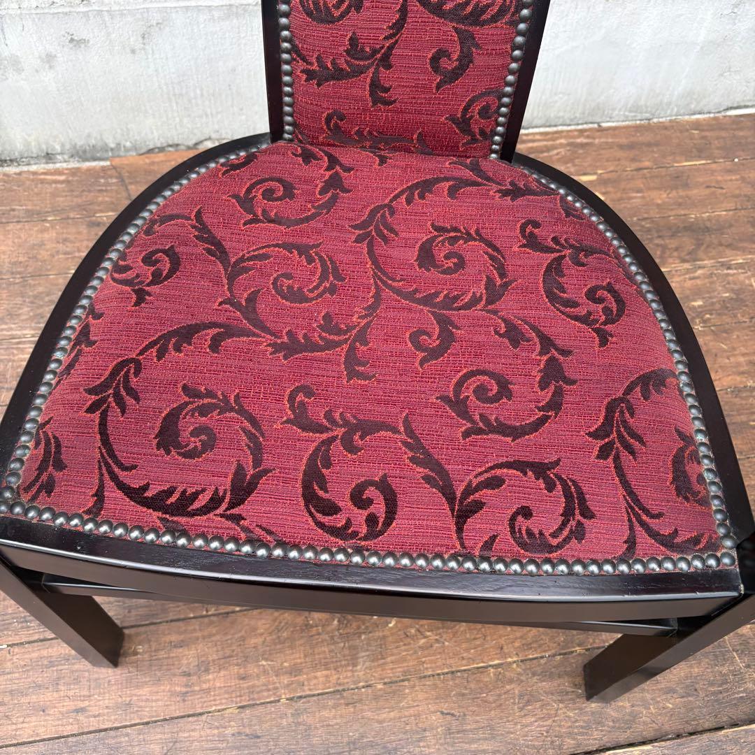 ② 森繁 アームチェア 椅子 高級家具 アンティーク 猫脚 赤系 ファブリック