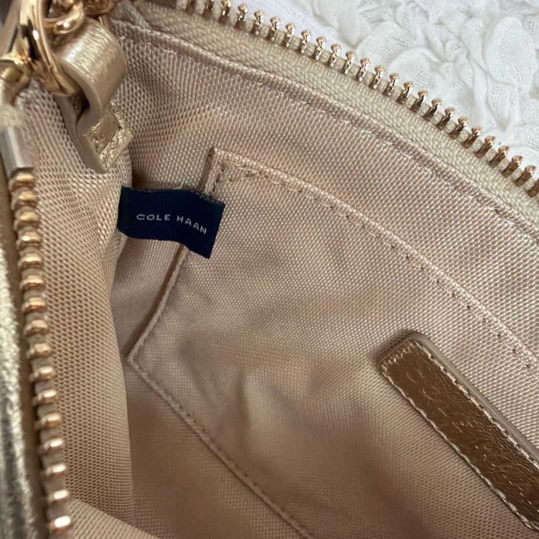 コールハーン　パーティバッグ　ショルダー　ゴールド　チェーン　あみ　2way