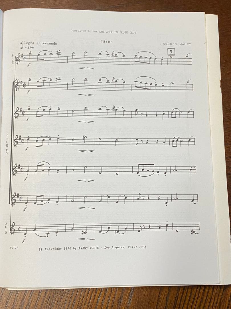 値下げ・CHANGES for 7 Flutes スコア&パート譜