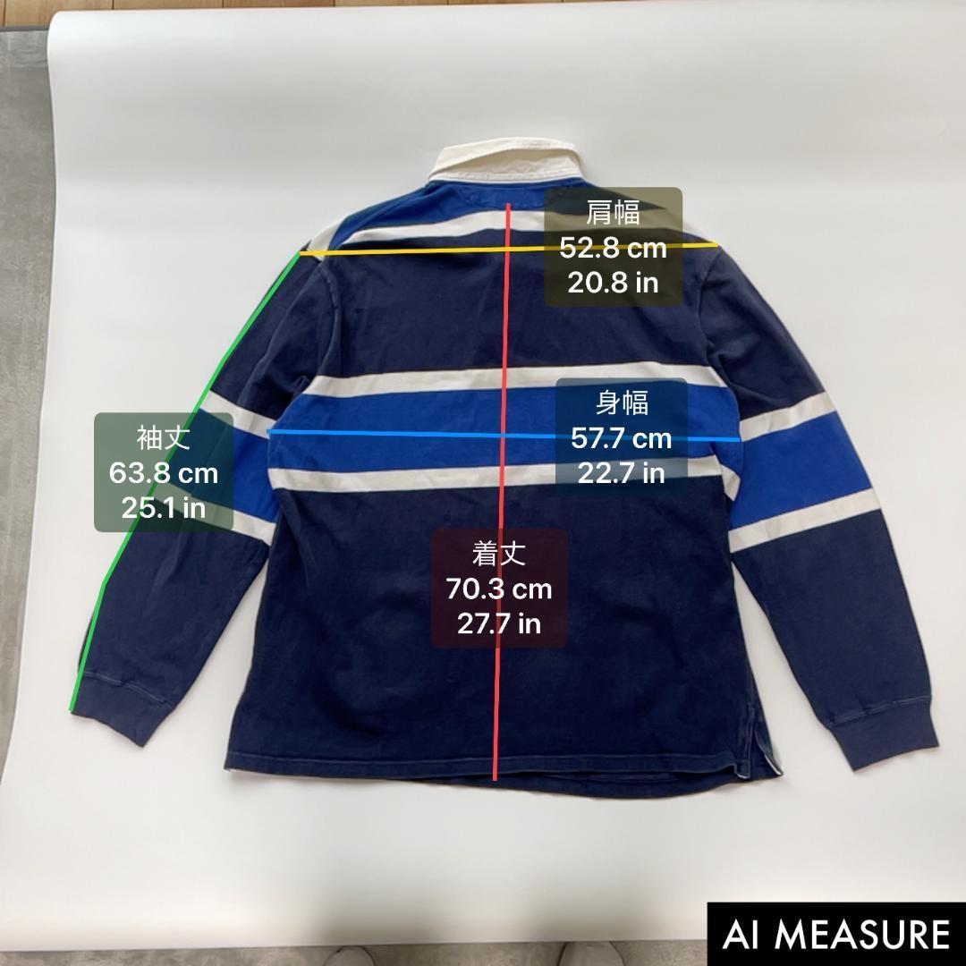 ポロラルフローレン ラガーシャツ オーバーサイズ ボーダー 刺繍 4L ブルー