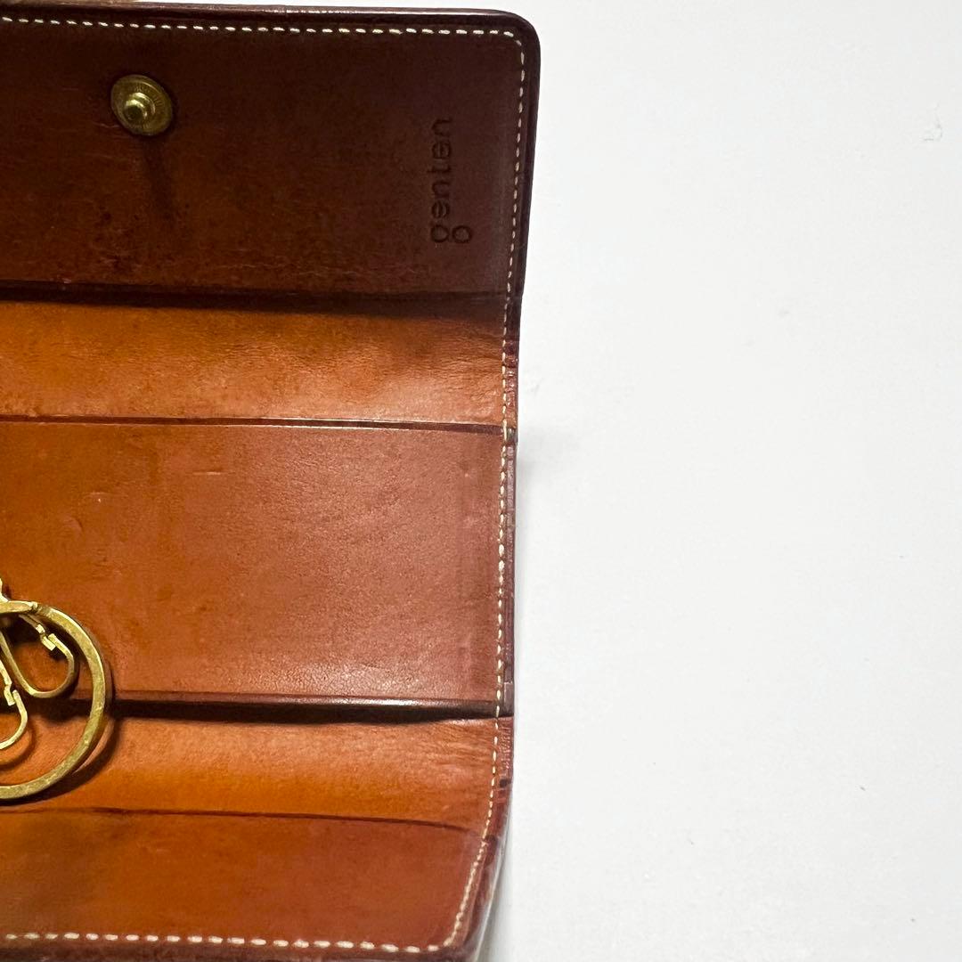 ゲンテン✨genten カットワーク キーケース 5連 レザー ブラウン
