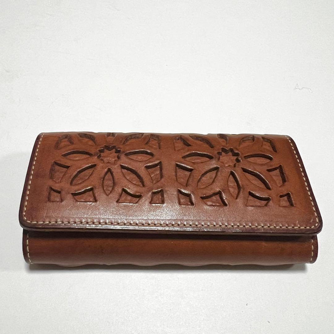 ゲンテン✨genten カットワーク キーケース 5連 レザー ブラウン