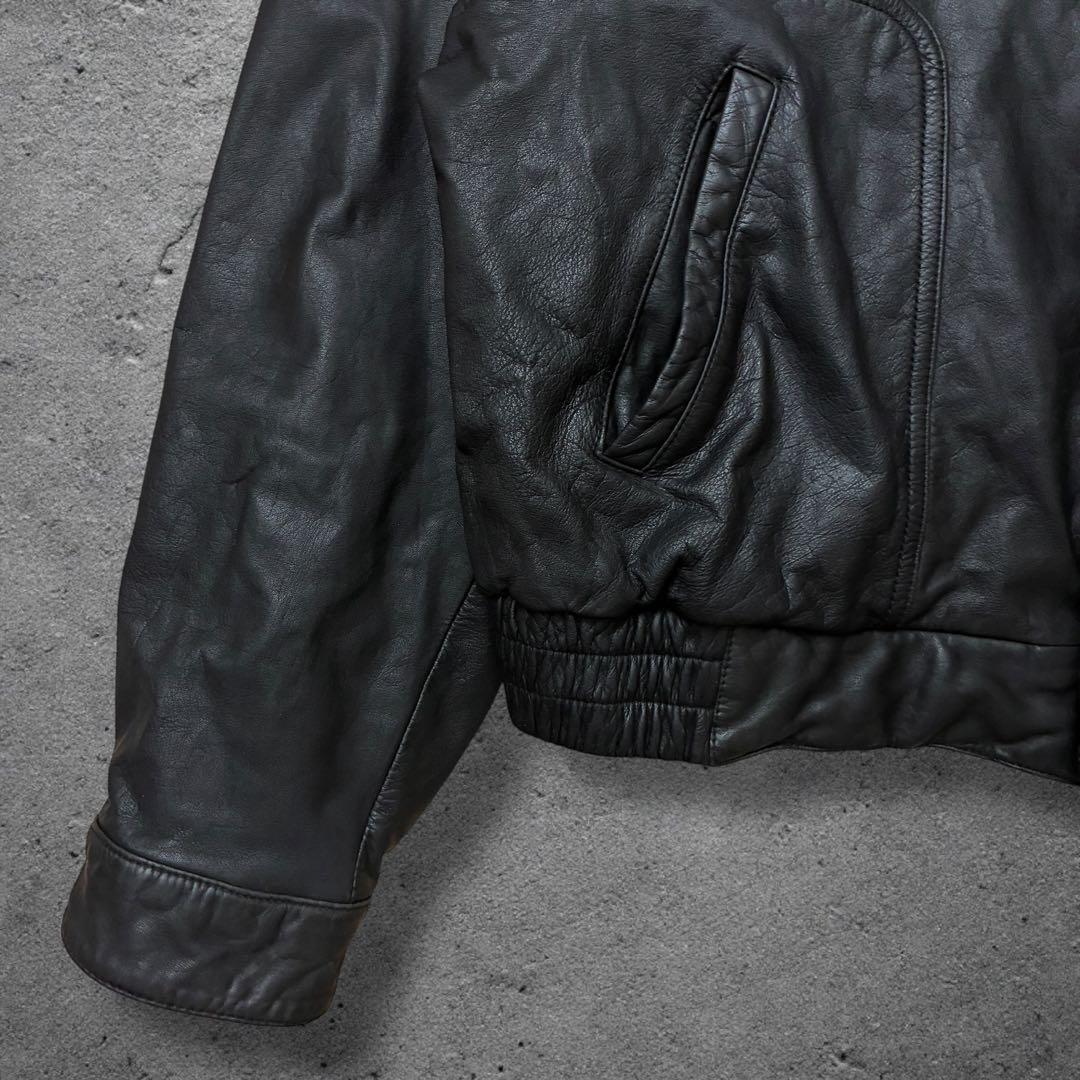 無名レザーブルゾンXLブラックスタンドカラーライナー脱着可能シンサレート