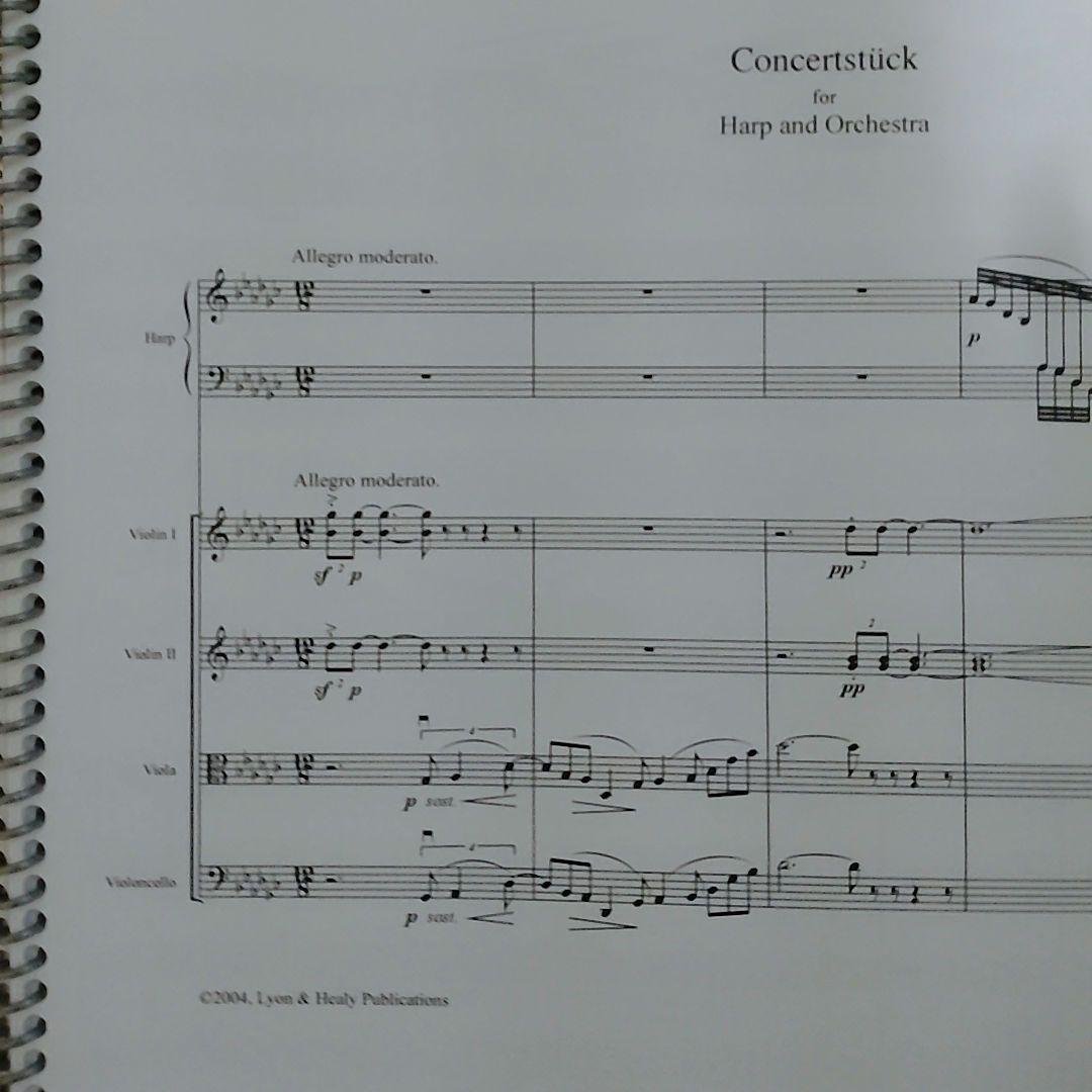 ハープ楽譜　ピエルネ　コンチェルトシュトゥック変ト長調